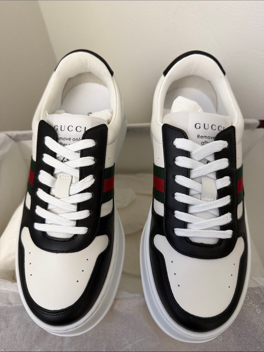 Gucci White Platform Black and White Sneakers 38